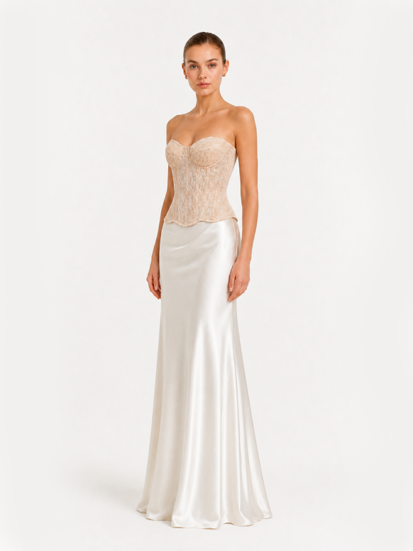 Gold Corset Top, Strapless Shimmer Bustier, Boned Sparkly Bodice Top Shine