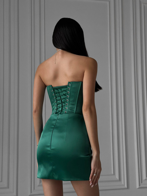 Атласный корсет изумрудного цвета <span>Amelia</span>