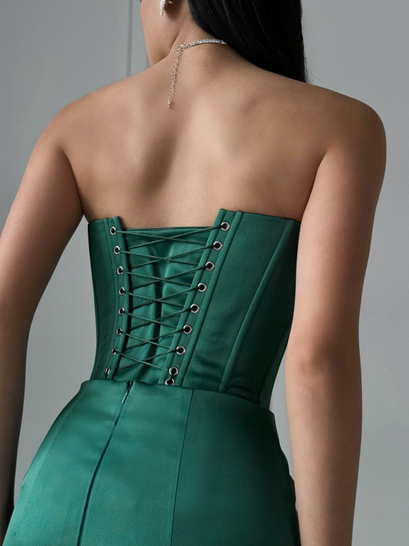 Атласный корсет изумрудного цвета <span>Amelia</span>