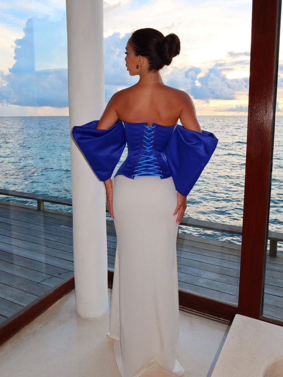 Атласный корсет ультрамаринового цвета <span>Amelia</span>