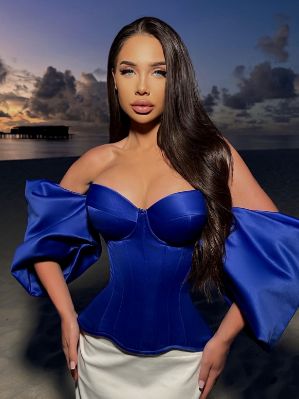 Атласный корсет ультрамаринового цвета <span>Amelia</span>