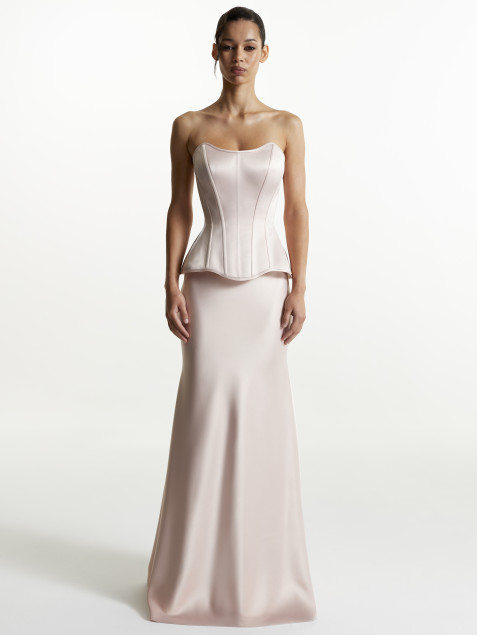 Pink Satin Maxi Skirt "Pearl"