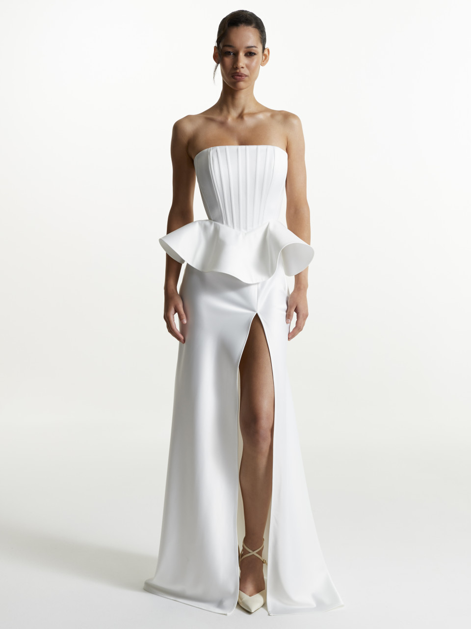 Белый атласный корсет "LIVIA" 