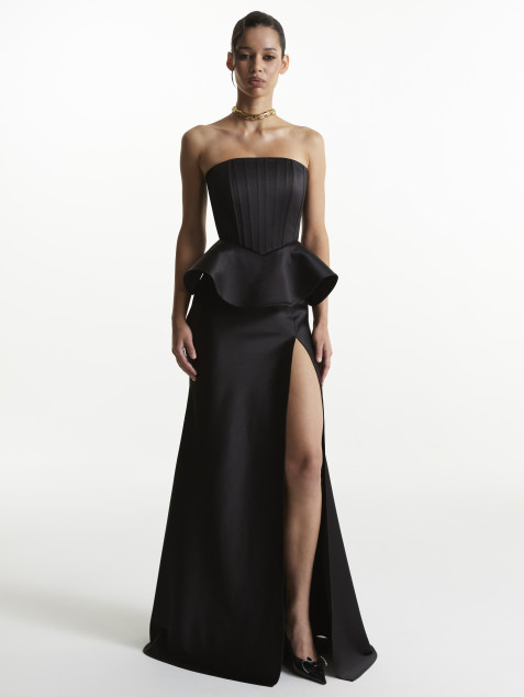 Чорний атласний корсет "Livia"