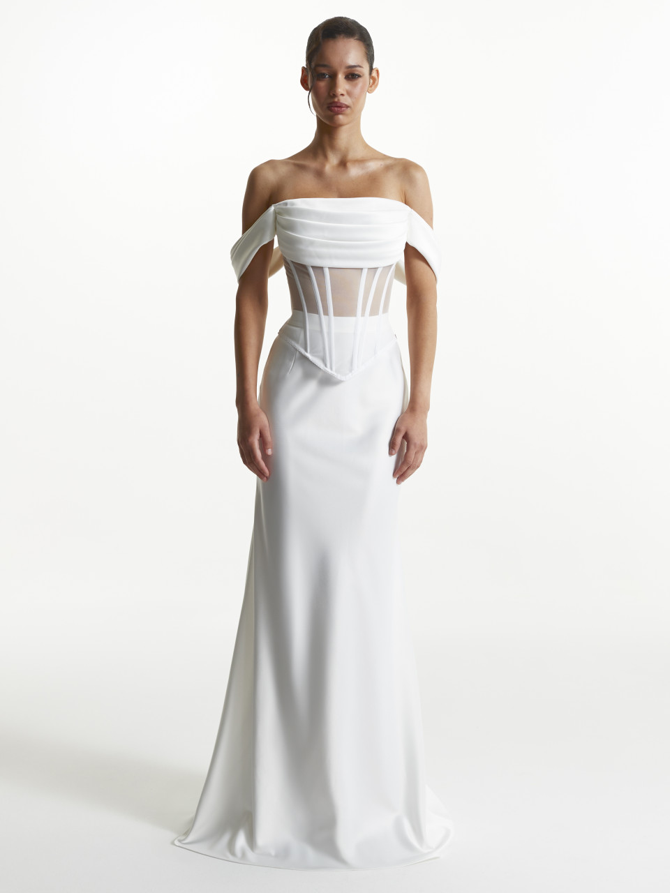 Mesh Corset in White Color "Waves"