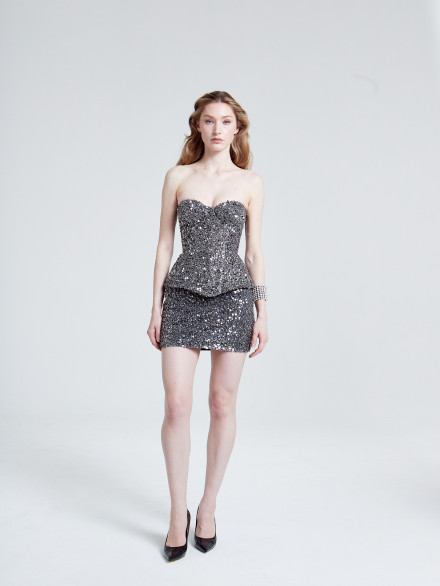 Shiny silver corset "NOIRÉLLE"