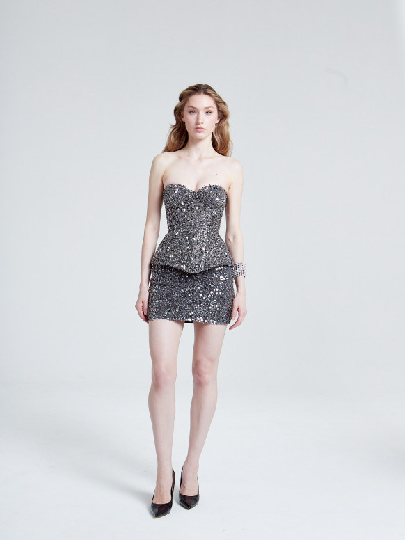 Shiny silver corset <span>NOIRÉLLE</span>