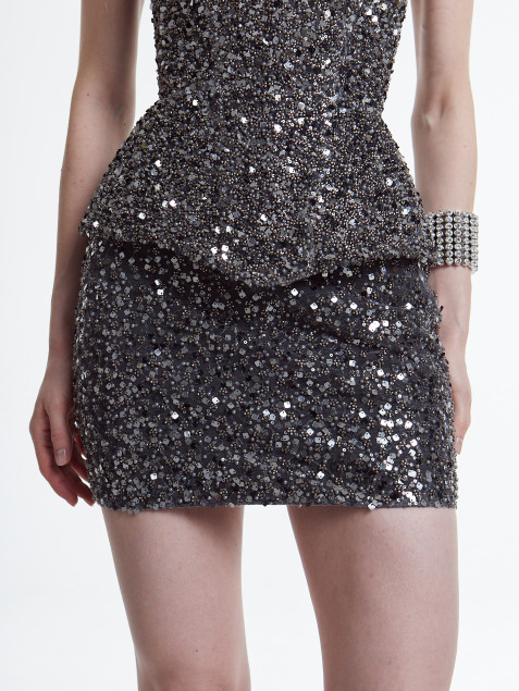 Спідниця з бісеру сірого коліру "Velora"