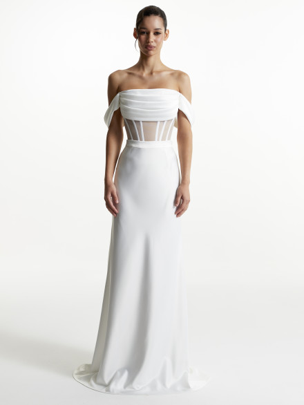 Mesh Corset in White Color "Waves"