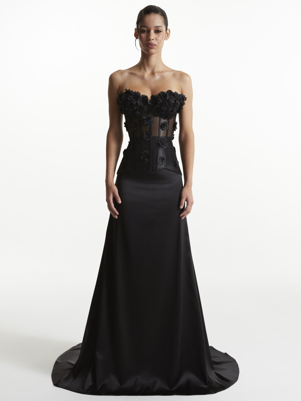 Mesh Corset in Black Color "Gloria"