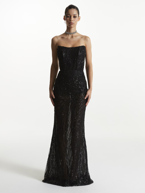 Чёрное бисерное платье "NOELLE"