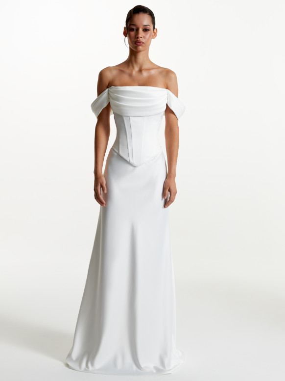 Pristine White Satin Maxi Skirt Ethereal