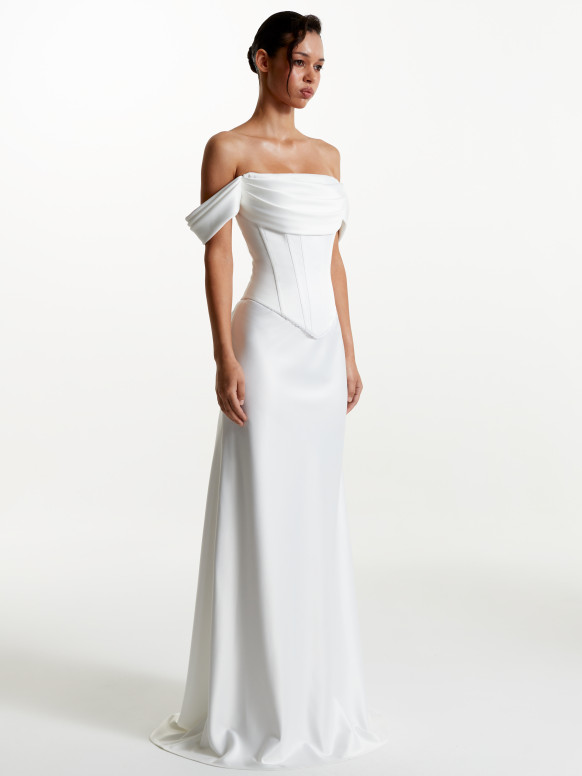 Pristine White Satin Maxi Skirt Ethereal