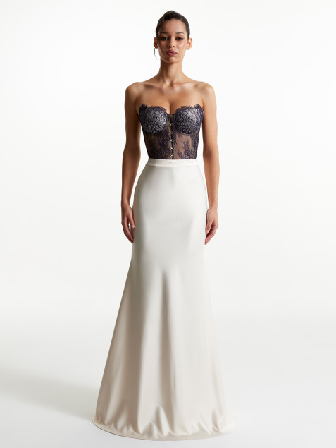 Light beige Satin Skirt "Pearl Skirt"
