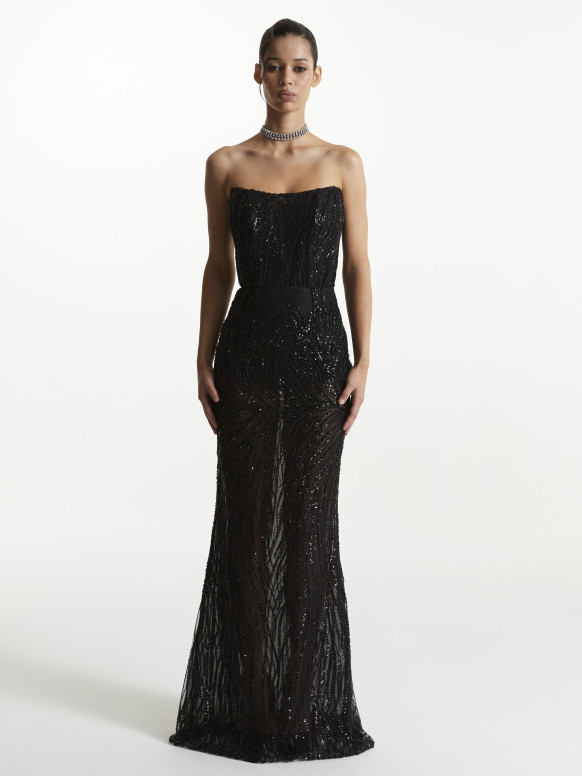 Чорна бісерна сукня <span>NOELLE</span>