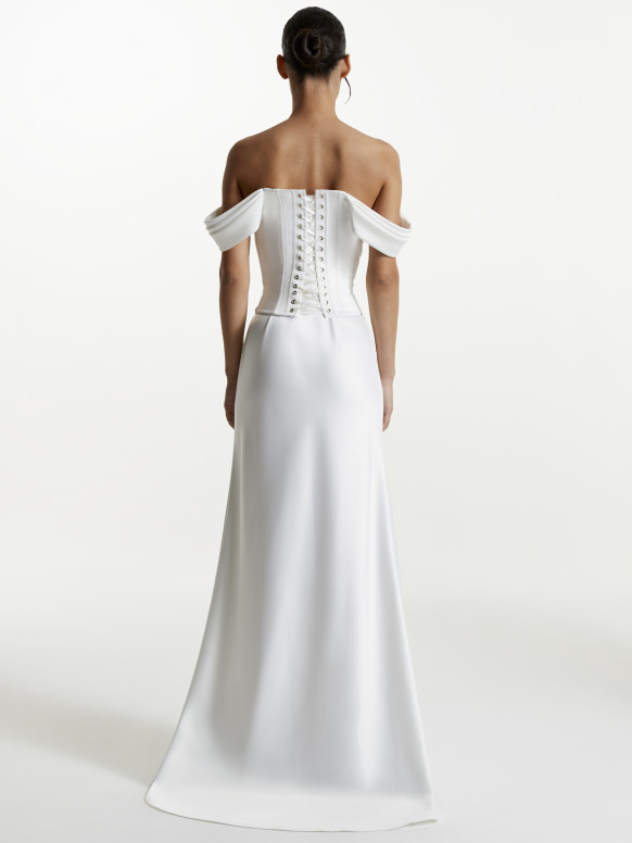 Pristine White Satin Maxi Skirt Ethereal