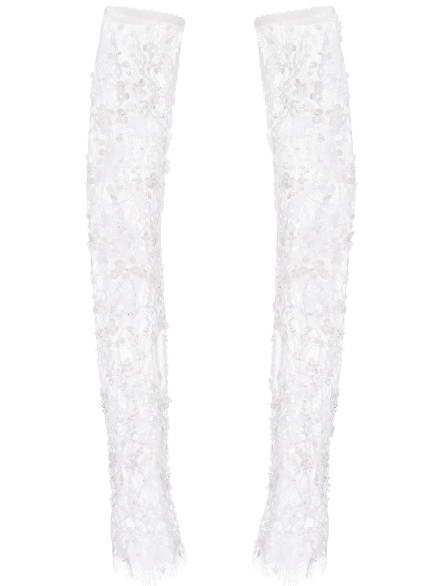 Long Embellished Lace Gloves "Flounce"