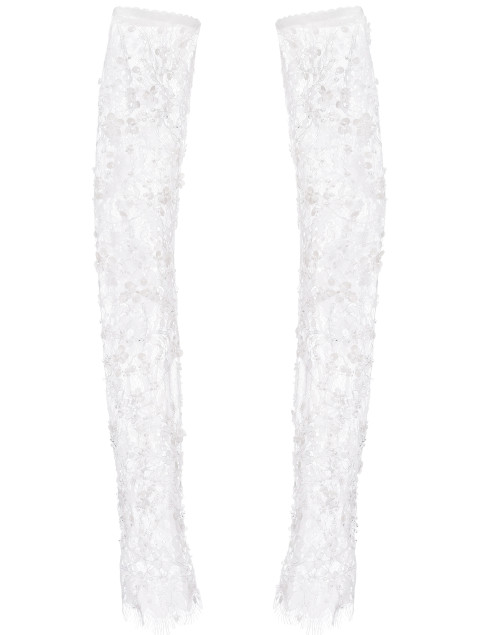 Long Embellished Lace Gloves "Flounce"