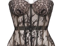 Beige and Black Lace Corset "Serene" 