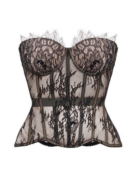 Beige and Black Lace Corset "Serene"