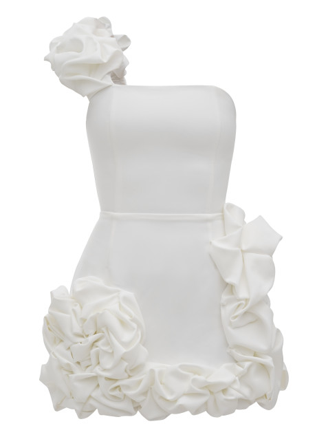 Корсетна сукня зі збіркою на плечі кольору айворі "Bloom"