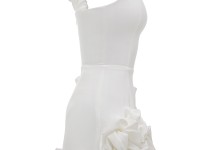 Ivory Corset Dress with Shoulder Gather "Bloom"