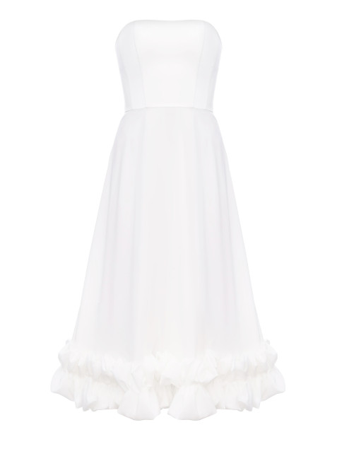 Chiffon Midi Dress with Statement Ruffle "Milla"