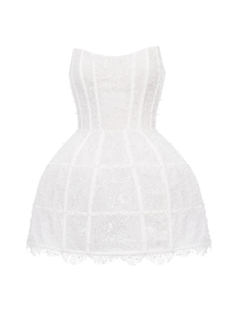 Pearl and Bead Embroidered Corset Mini Dress "Seraphine"