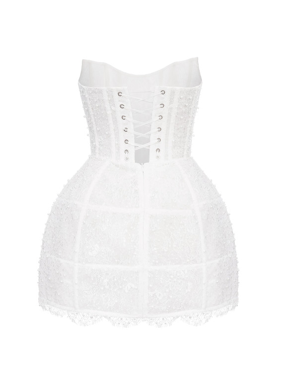 Pearl and Bead Embroidered Corset Mini Dress  Seraphine