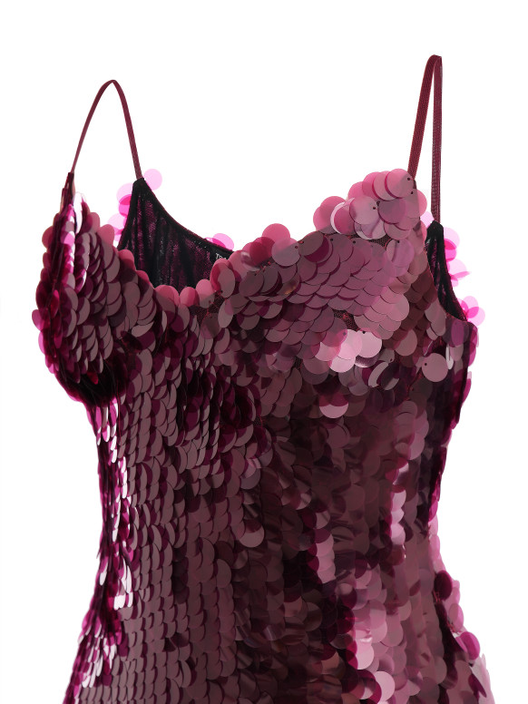 Burgundy Sequin Mini Dress Vivienne