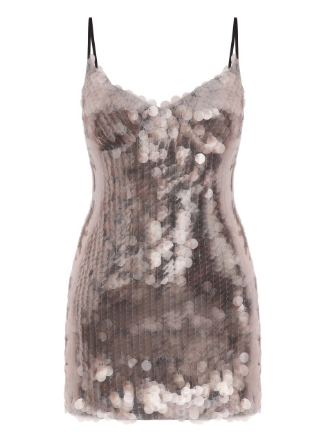 Silver Beige Sequin Mini Dress “Vivienne”
