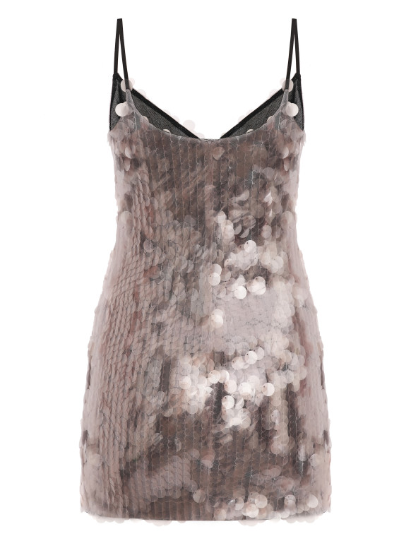 Silver Beige Sequin Mini Dress Vivienne
