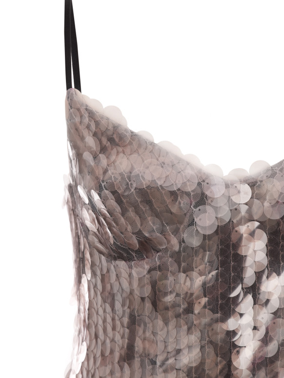Silver Beige Sequin Mini Dress Vivienne