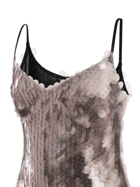Silver Beige Sequin Mini Dress Vivienne