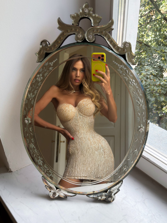 Gouden glitter minijurk, strapless korsetlijfje, sprankelende cocktail- en feestjurk Diamond Shine