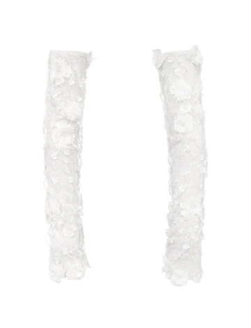Long Gloves with Floral Decor "Petal"